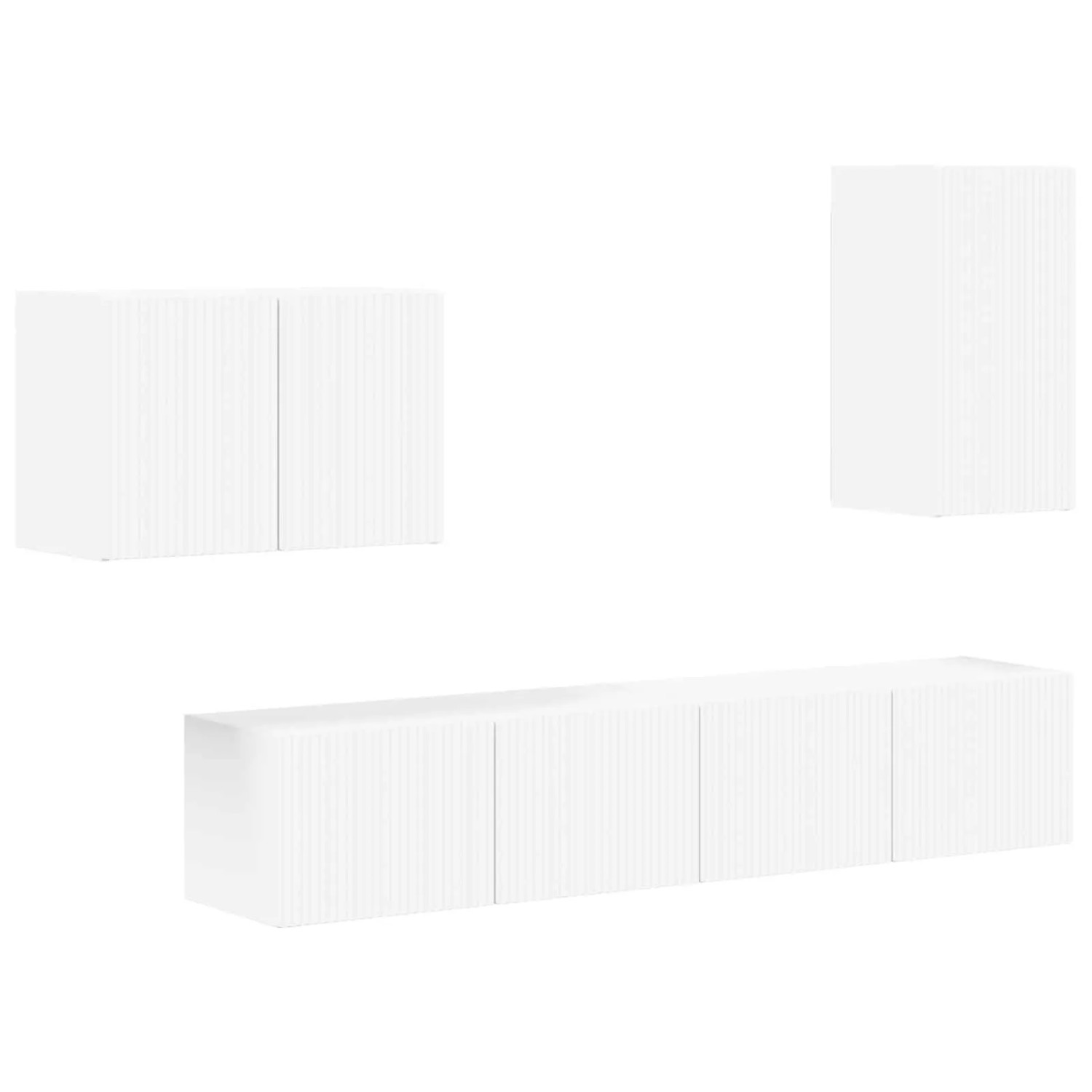 vidaXL TV-Wandregal-Set Wandmontiert 4 Stk Weiß Holzwerkstoff 3408934