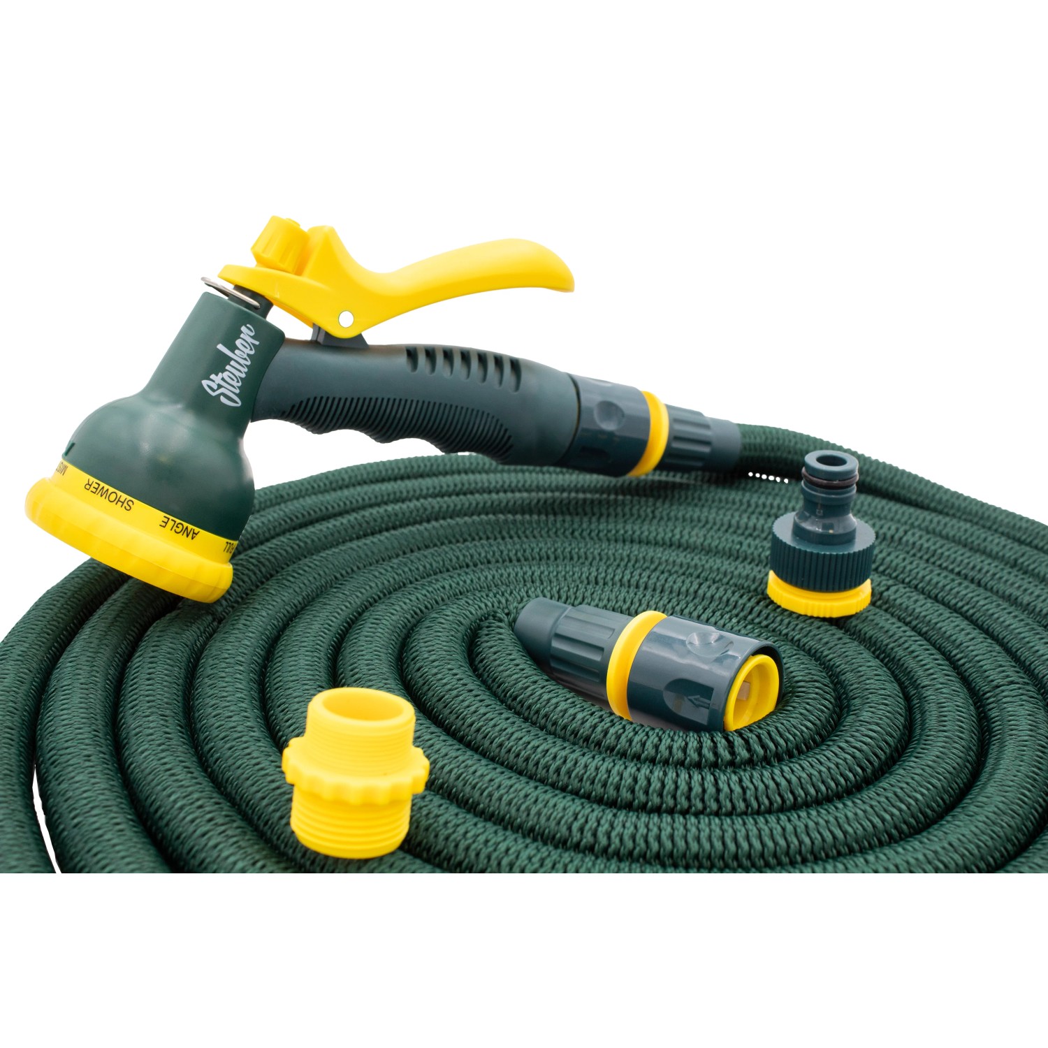Flexibler Gartenschlauch 33m Grün inkl. Brause und Anschluss Stück_2