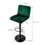 Barhocker 2er Set Grün von ML-Design, Samt, mit Rückenlehne und Fußstütze, höhenverstellbar.