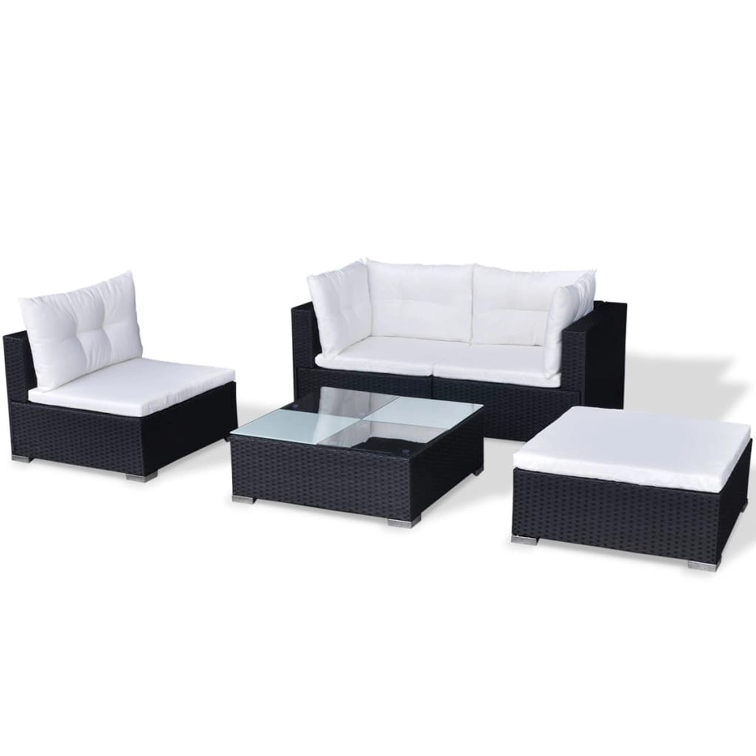 vidaXL 5-tlg Garten-Lounge-Set mit Kissen Poly Rattan Schwarz Modell 56 günstig online kaufen