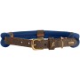 Hunter Hundehalsband Malia, Größe S, 45 cm, dunkelblau und dunkelbraun. Klassisches Halsband aus Tau und Leder.