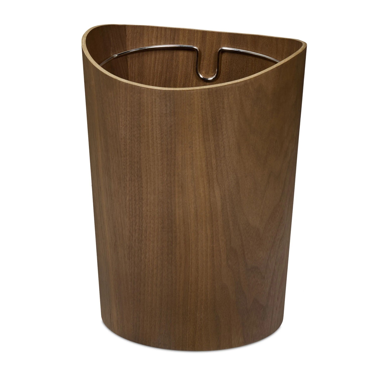 Relaxdays Papierkorb Sperrholz Walnuss mit Metallring 9, 30 cm x 23 cm 650 g