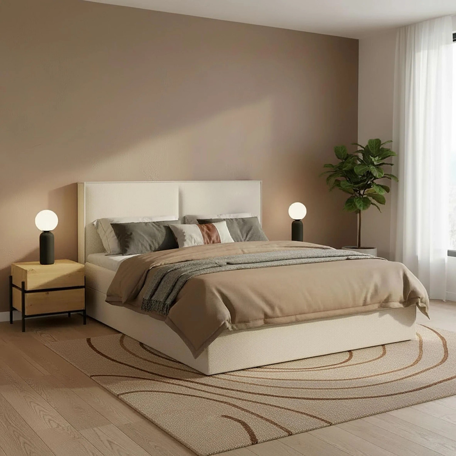 Bessagi Home Boxbett Imola Creme ca. 180x200 cm mit Topper