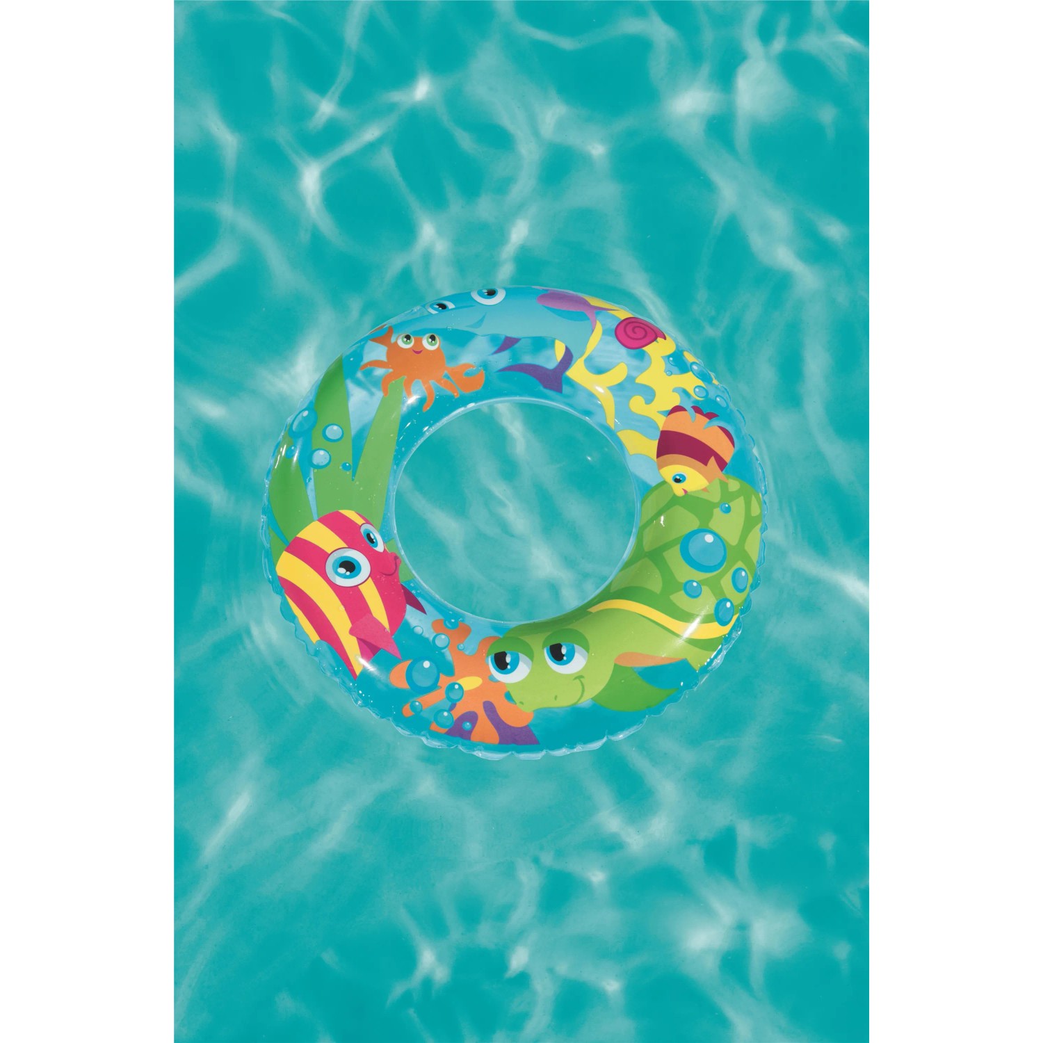 Bestway Schwimmring Aquarium, Ø 48 cm, mit bunten Meeresmotiven für Kinder.