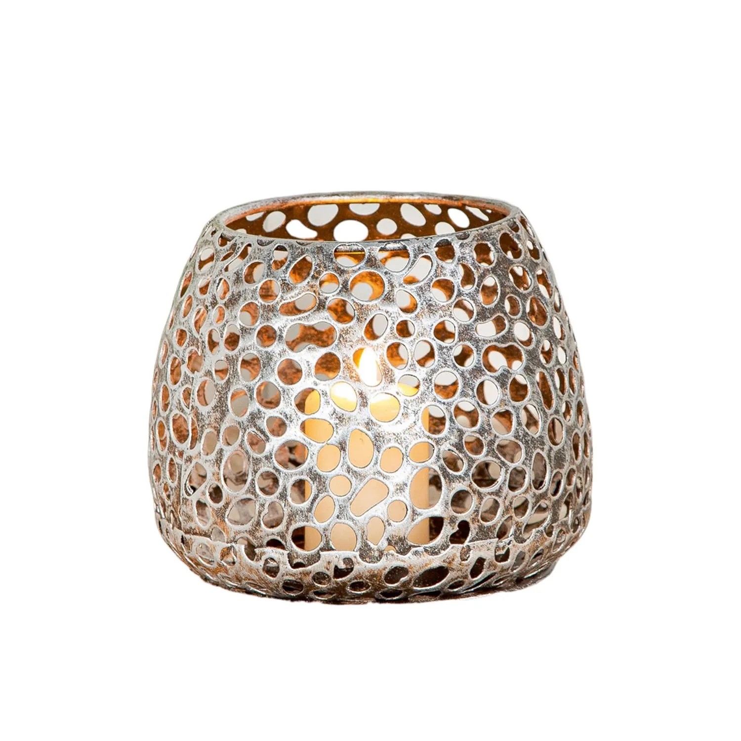 Gilde Windlicht Chico Silberfarben 12 cm x Ø 14 cm