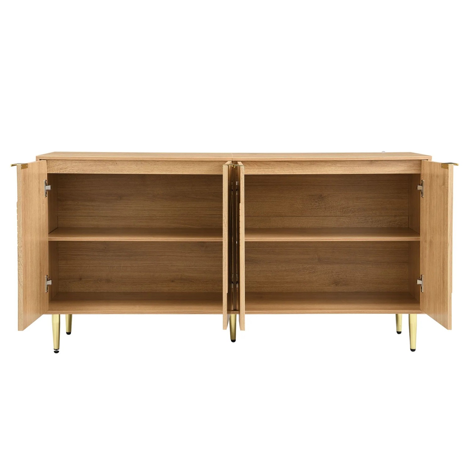 okwish Sideboard mit 2 Schubladen 4 Türen Küche 160x40x82cm Natur