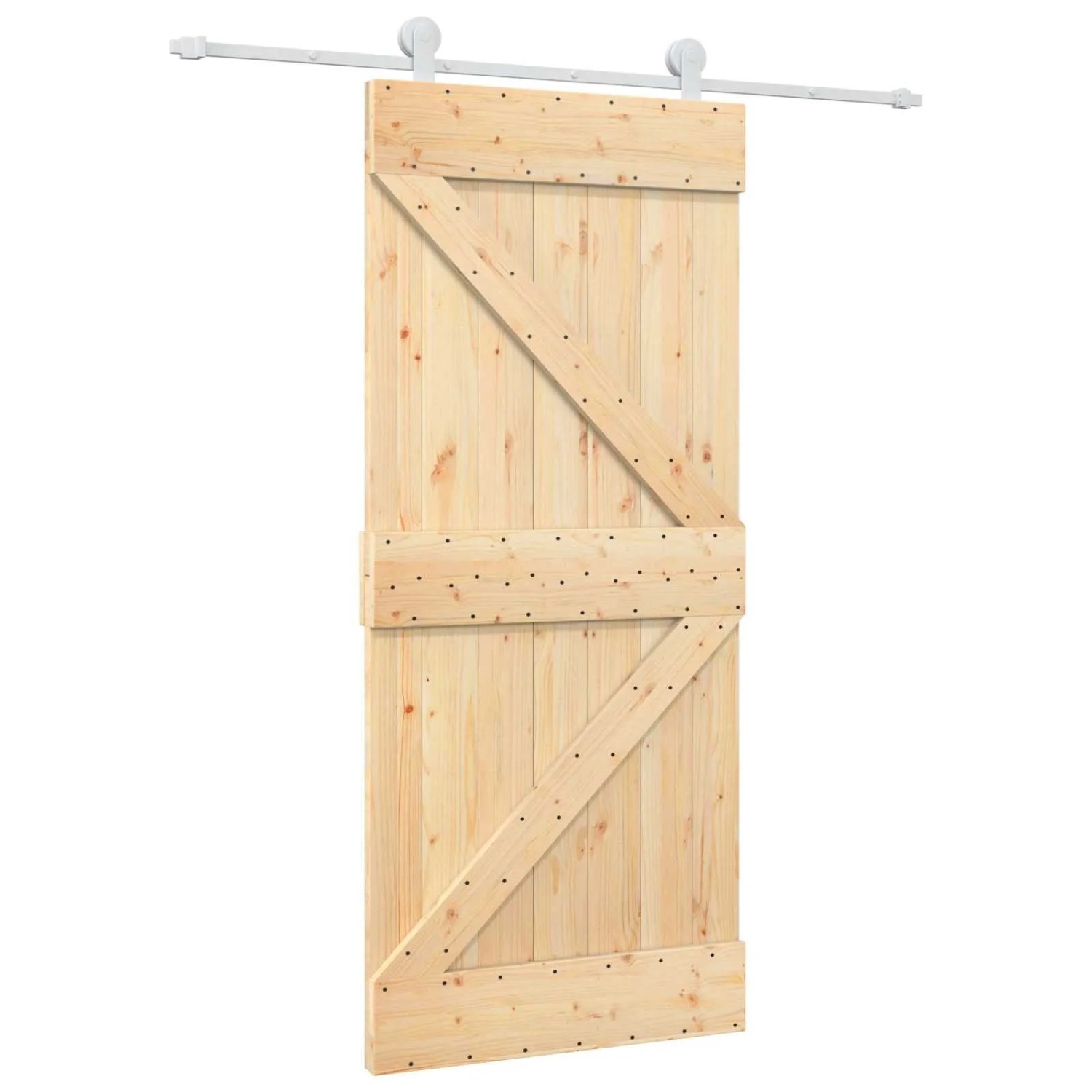 vidaXL Schiebetür Natur und Weiß 90 x 210 cm Massives Kiefernholz 3445007