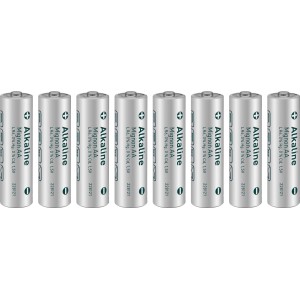 Acht Mignon AA Alkaline Batterien im Set.