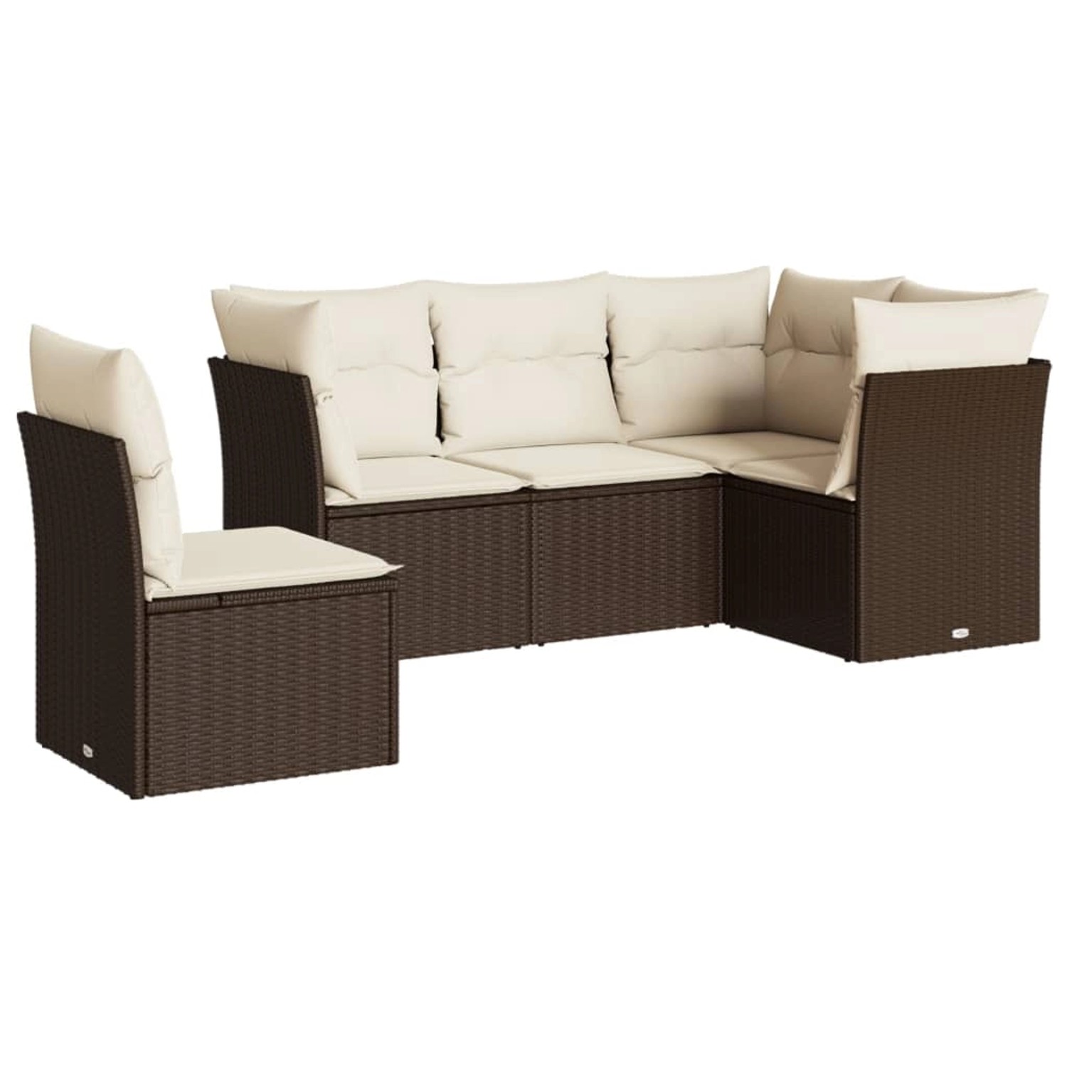 vidaXL 5-tlg Garten-Sofagarnitur mit Kissen Braun Poly Rattan Modell 4