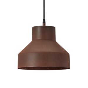 PR Home Solo Pendelleuchte, rostfarbene Metalllampe mit schwarzem Kabel.