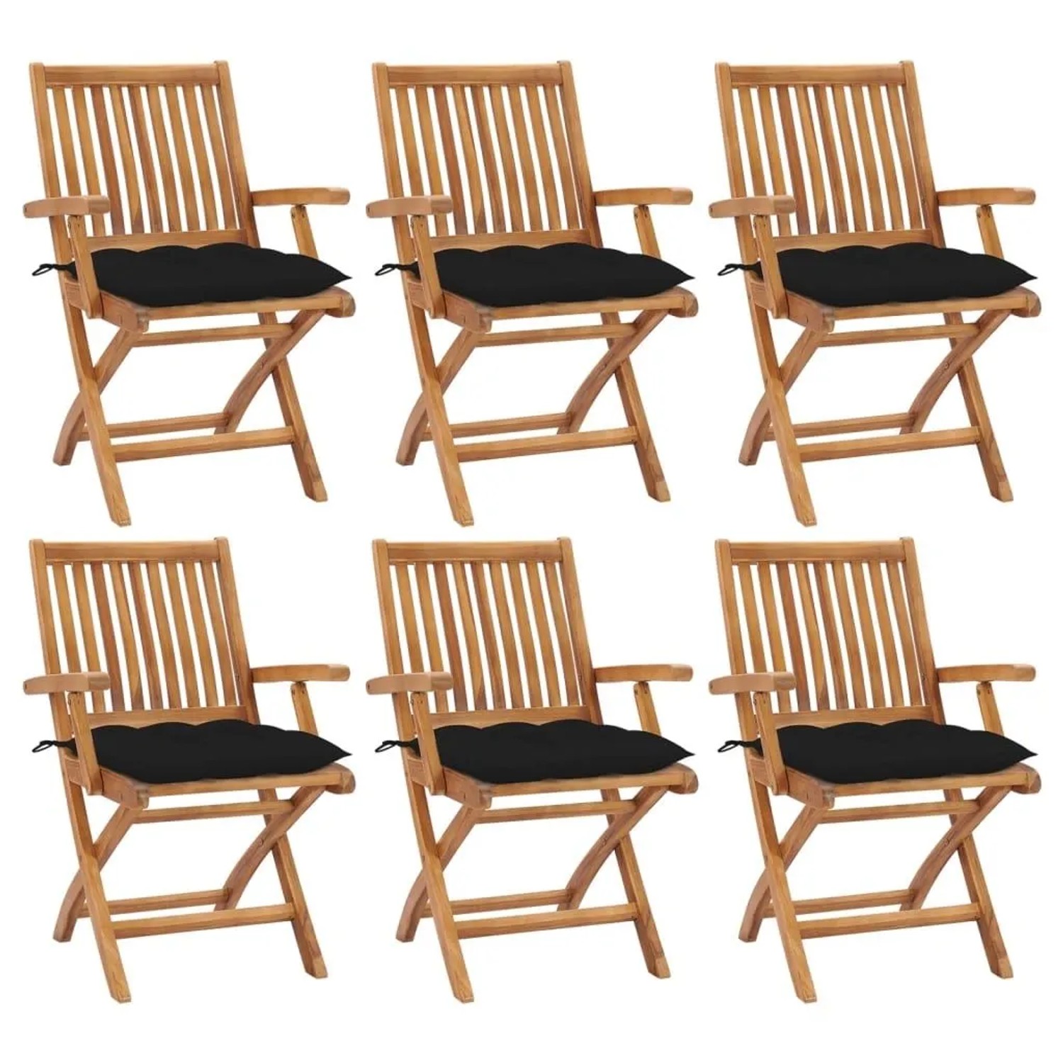 vidaXL Klappbare Gartenstühle mit Kissen 6 Stk Massivholz Teak 3072773
