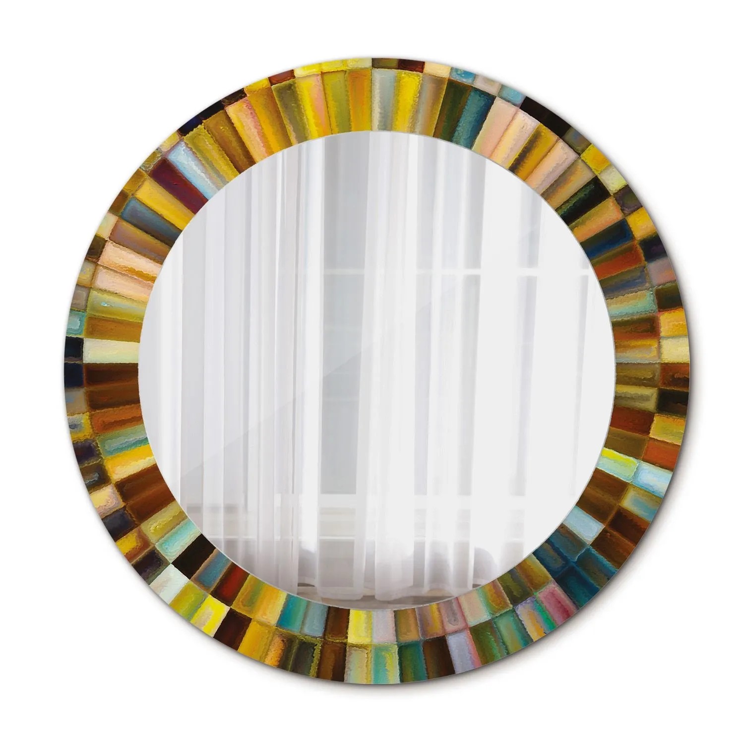 Tulup Spiegel mit Motivdruck Bunte Strahlen 60x60 cm Runder Spiegel Aufdruc günstig online kaufen