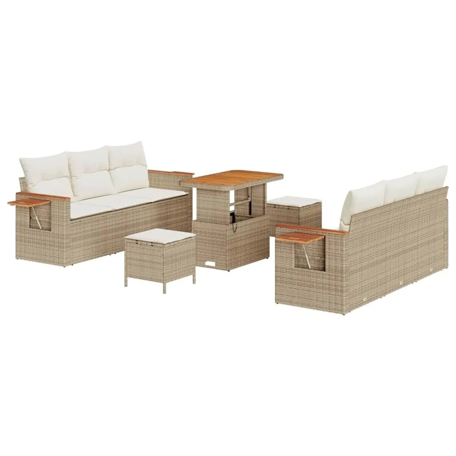 vidaXL Gartensofa-set mit Kissen 11-Tlg Beige und Creme Poly-Rattan 3365081 günstig online kaufen
