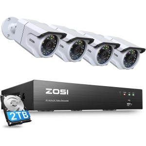 Zosi Überwachungskamera Set mit 4 Kameras, 2TB Festplatte und HD Netzwerk Video Recorder.