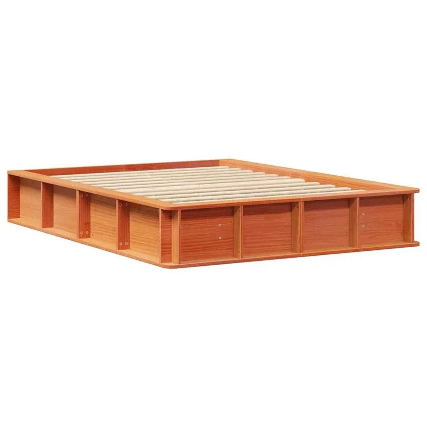 vidaXL Bettrahmen Wachsbraun 135 x 190 cm Massives Kiefernholz 3385726