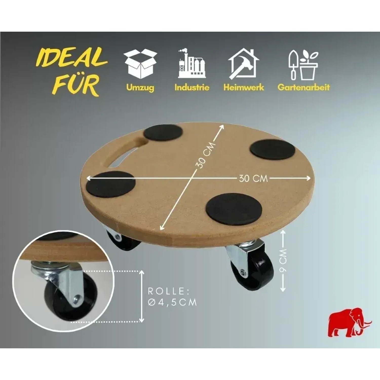 10er Set PROREGAL Transportroller mit 4 Rollen, 30x30cm, 100kg Traglast, MDF Holzplatte