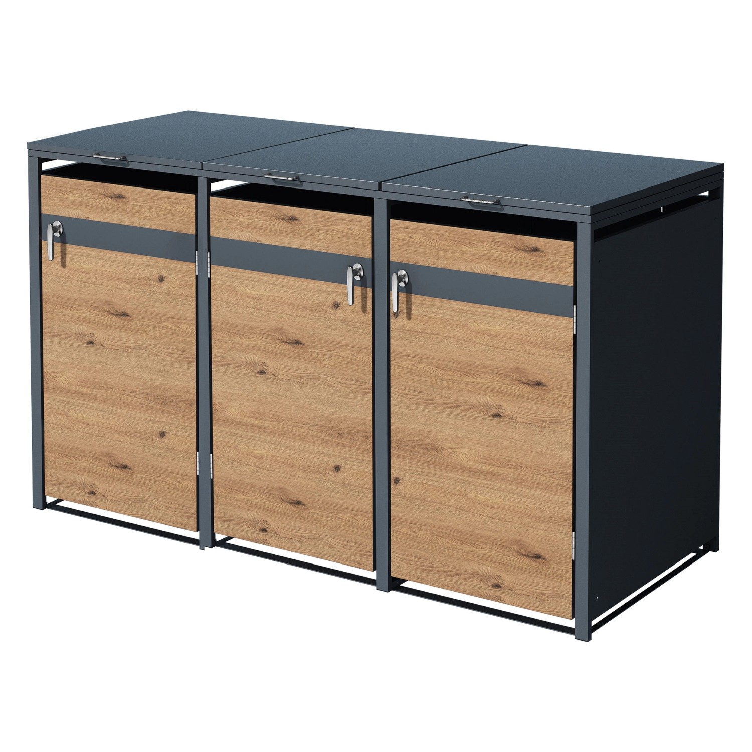 ML-Design Mülltonnenbox 3Er 200x80x116,3cm 240L Anthrazit-Eichenoptik günstig online kaufen
