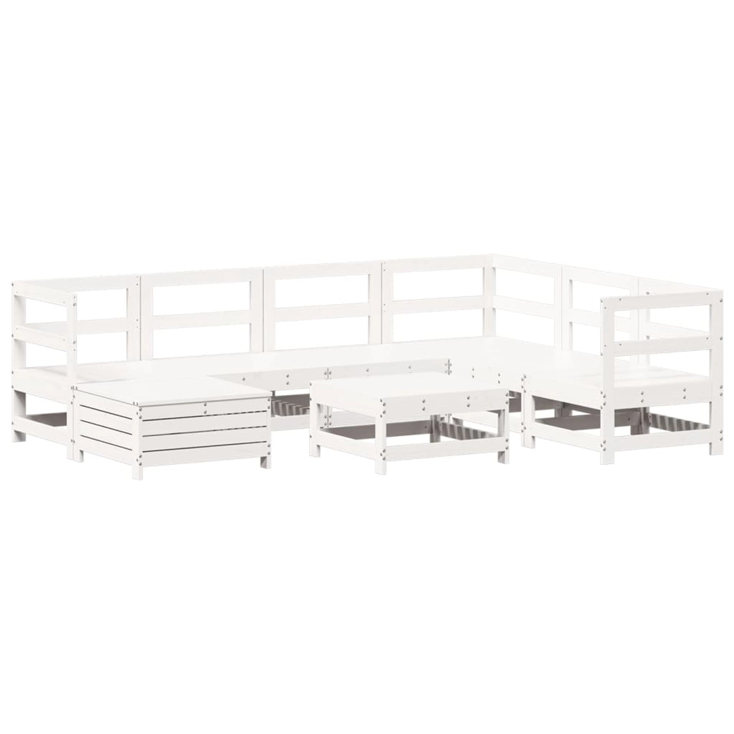 vidaXL 8-Tlg Garten-Sofagarnitur Weiß Massivholz Kiefer 3250557 günstig online kaufen