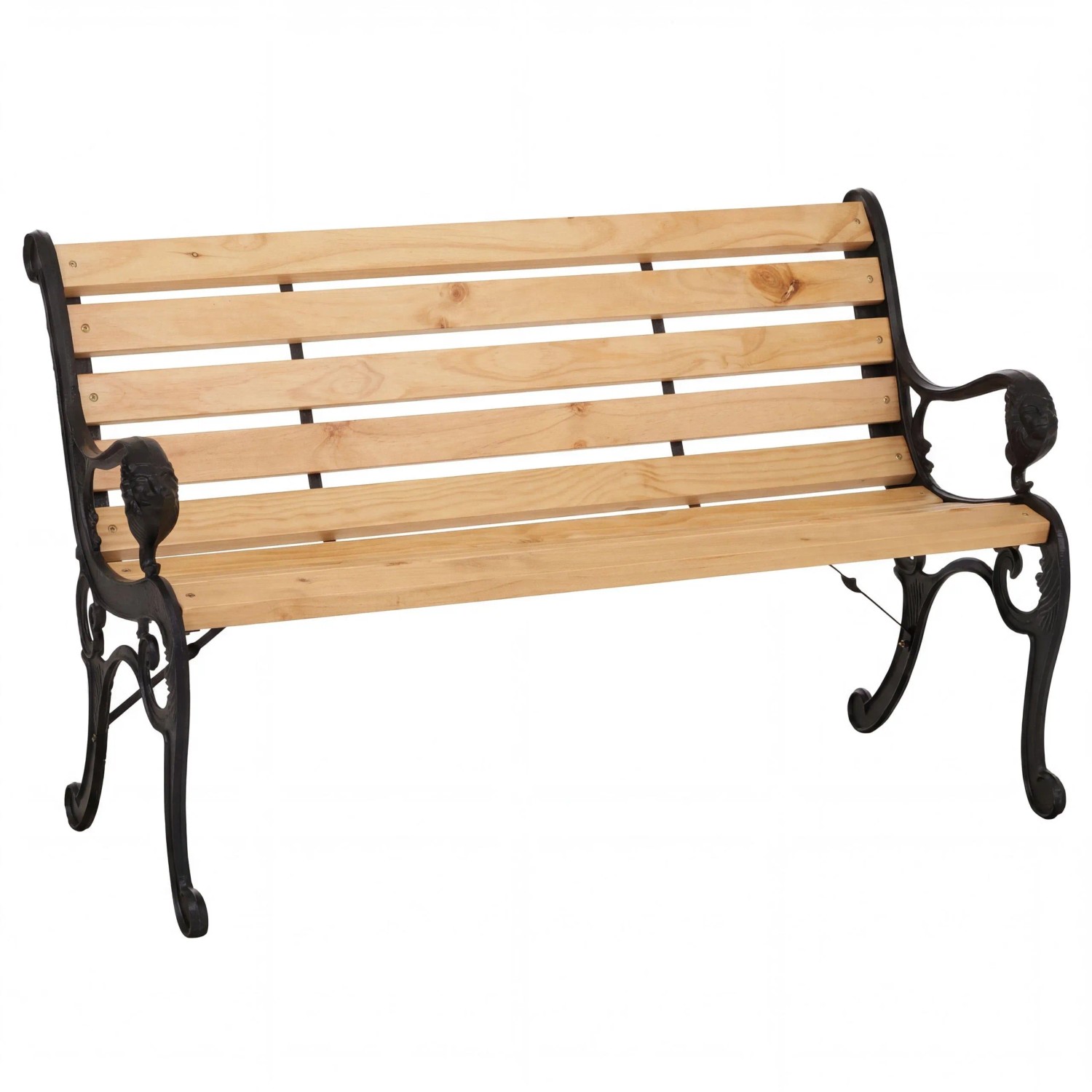PROREGAL Gartenbank HxBxT 80x132x35cm Sitzbank Parkbank Holzbank 2-Sitzer Gusseisen Holz Kiefer Natur