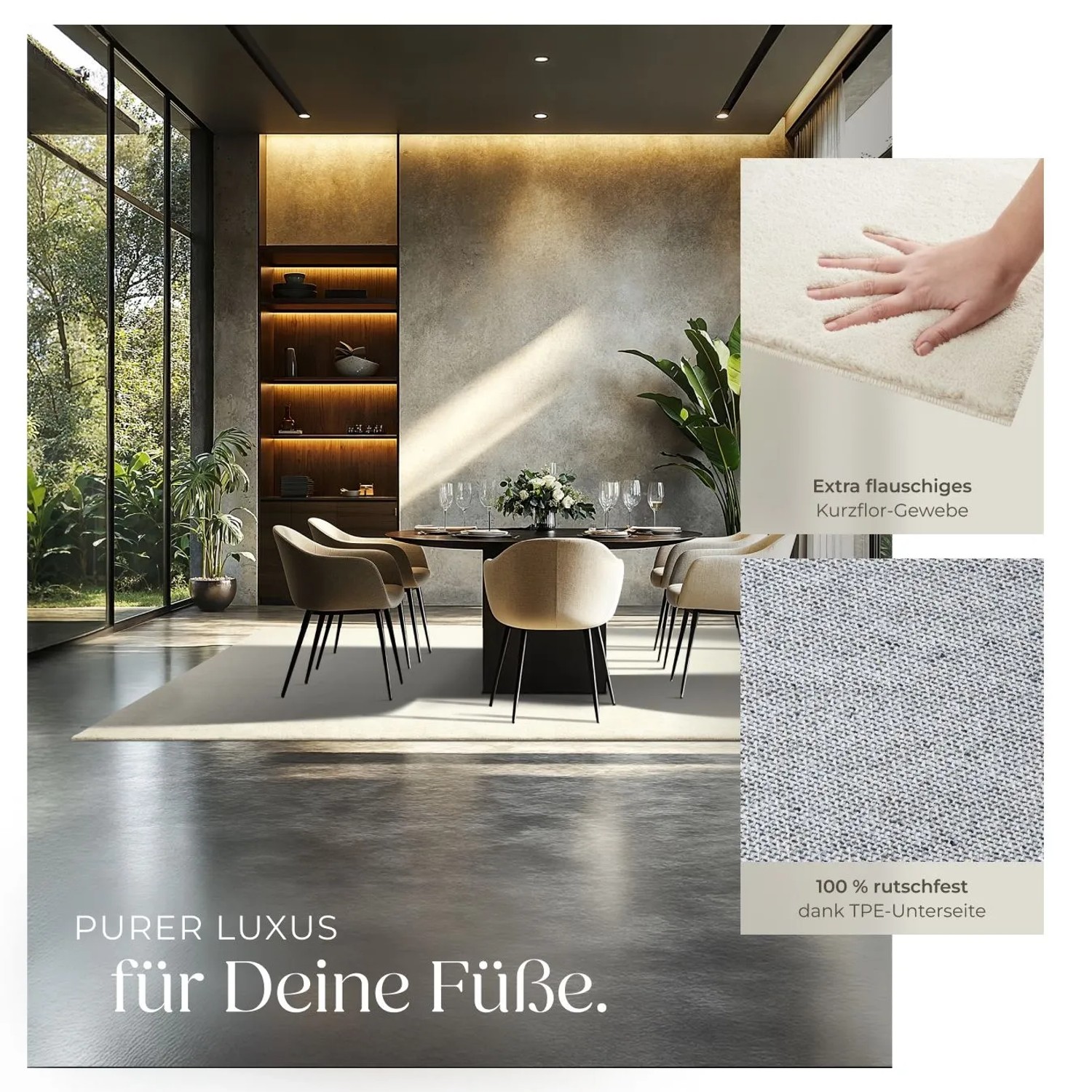 Tectake Kurzflorteppich Soft Zone Verschiedene Größen und Farben Flauschige Oberfläche  1630 G M² Florgewicht 200 x 290 cm 200 x 290 x 1 50 cm Creme_4