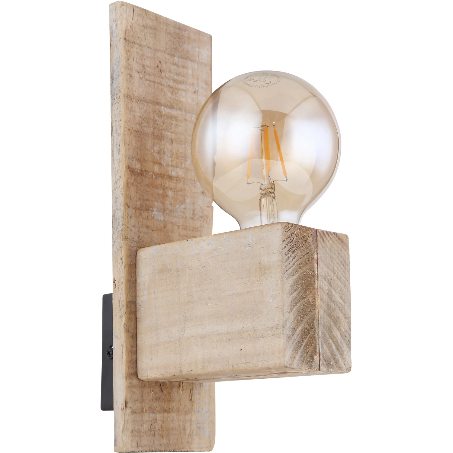 Globo Wandleuchte ADALIE aus Holz, dunkelbraun und schwarz matt, mit E27 Fassung.
