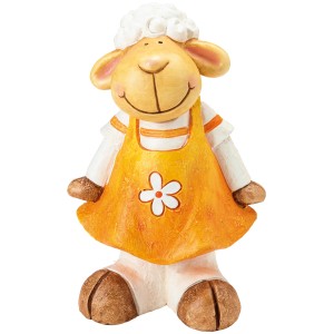 Orangefarbene Deko-Figur Schaf, 41 cm, stehend, für Garten und Balkon.