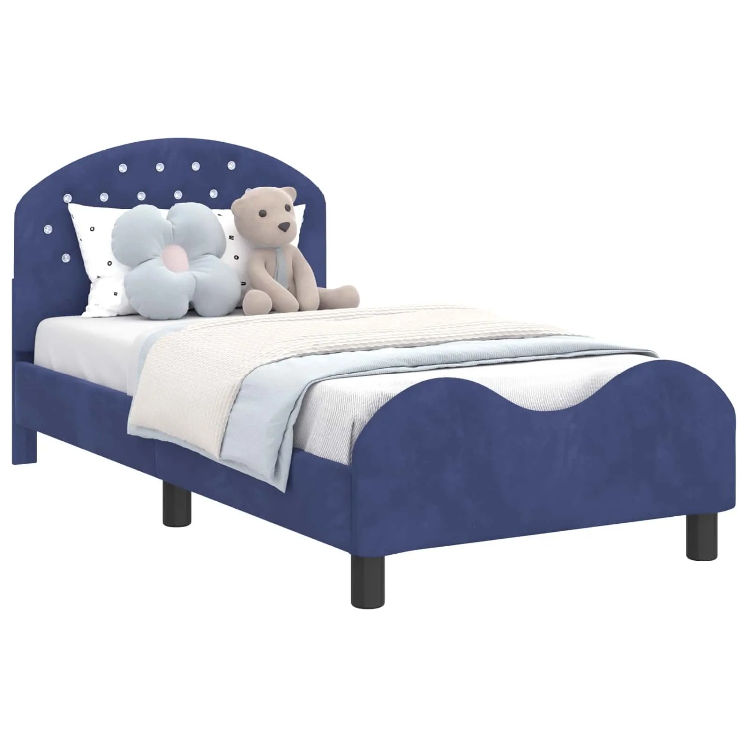 vidaXL Kinderbettgestell mit Kopfteil Polizeiblau 80 x 160 cm Samt 42011112 günstig online kaufen