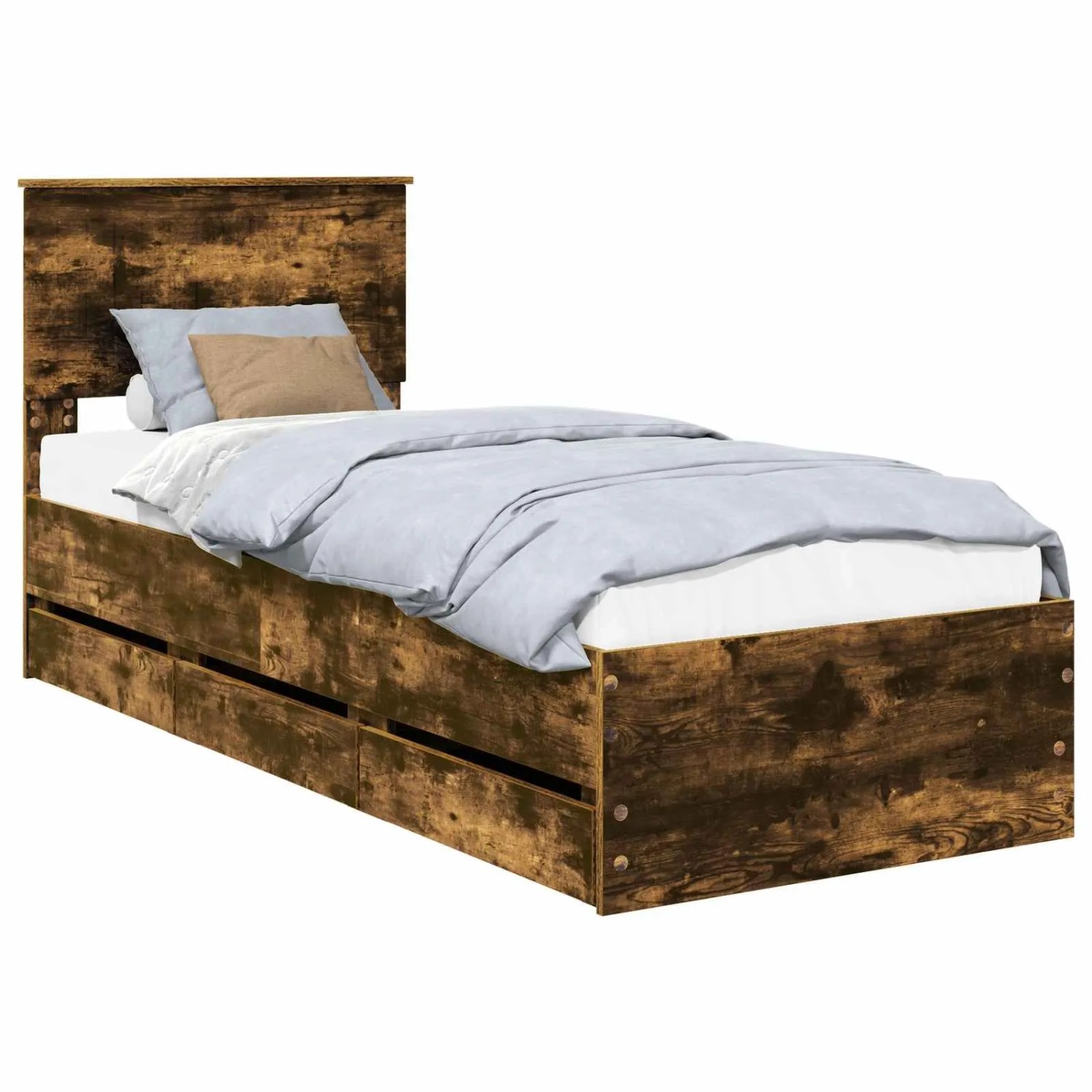 vidaXL Bettrahmen Geräucherte Eiche 75 x 190 cm Ingenieurs Holz 3410760