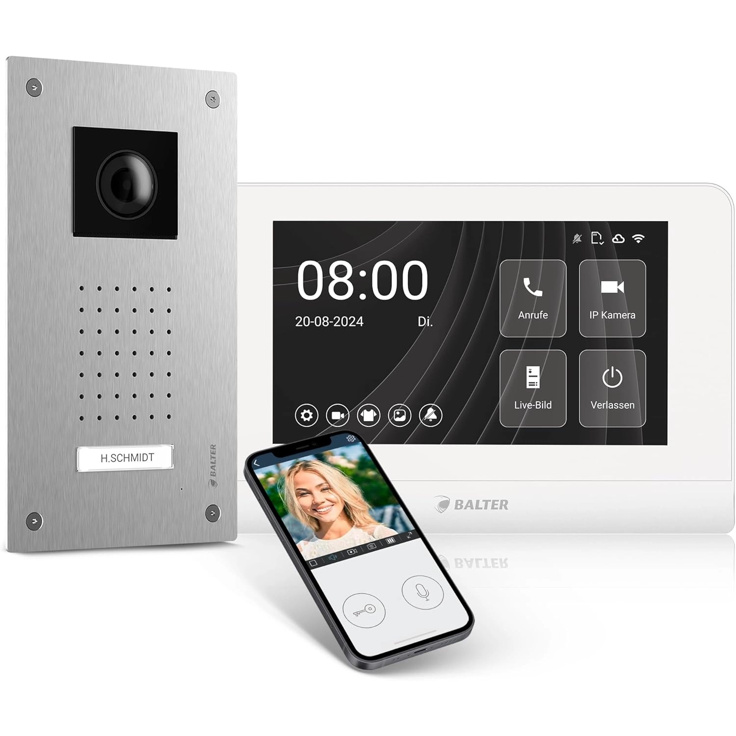 Balter Entri L Video Türklingel mit App Komplettset für Einfamilienhaus mit 1x 7 Zoll Monitor Unterputz