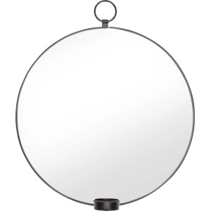 Schwarzer Wandspiegel mit Teelichthalter Midnight Mystery, Ø 29cm, für gemütliche Lichtstimmung.