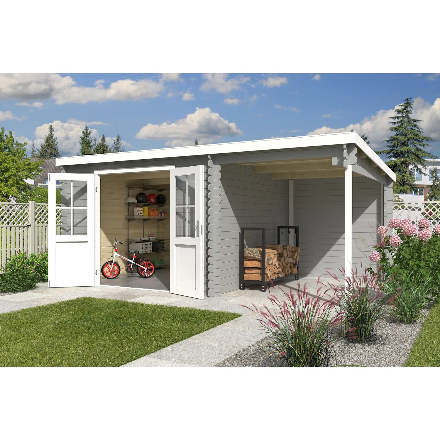 Lasita Gartenhaus Tampa 481 cm x 292 cm Lichtgrau