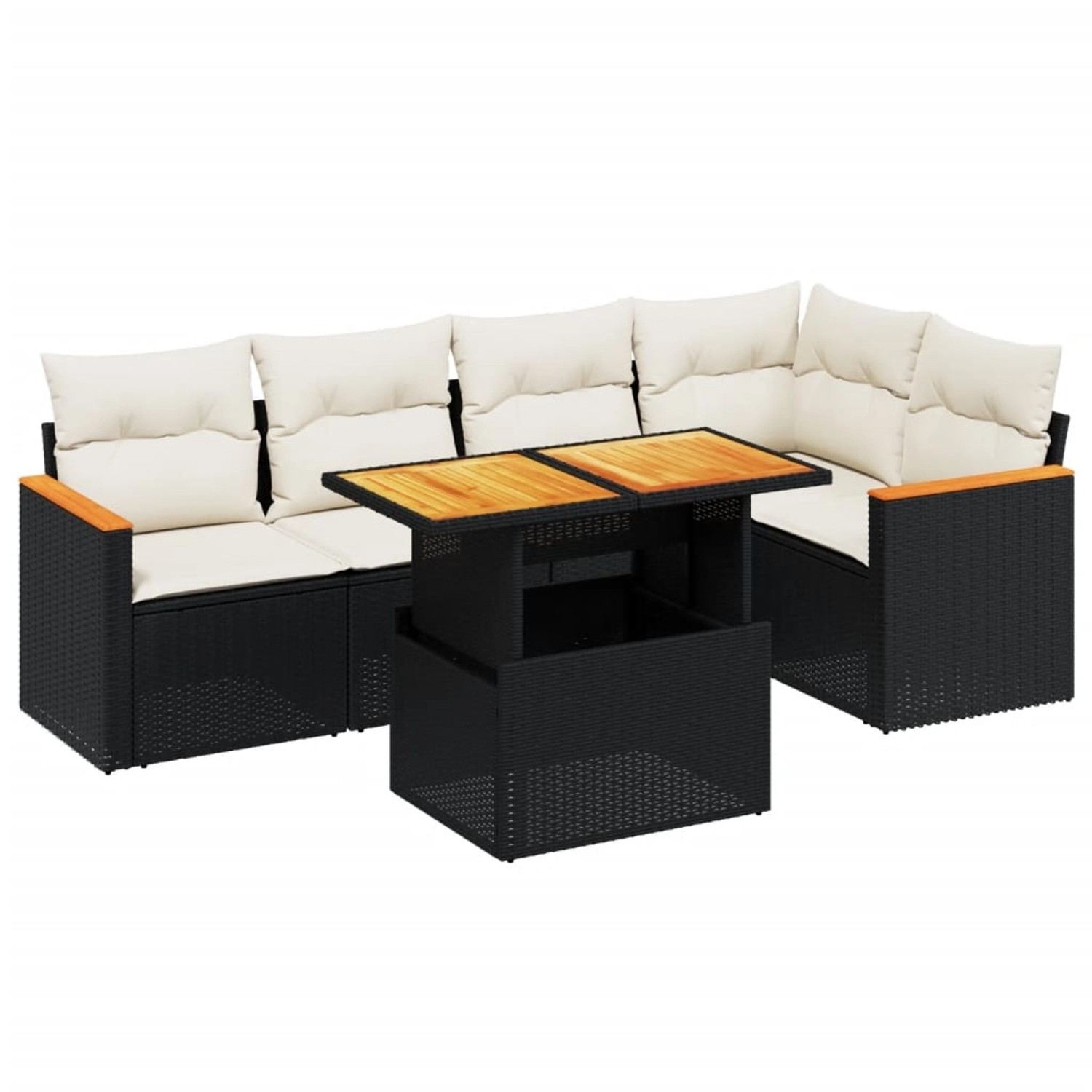 vidaXL 6-Tlg Garten-Sofagarnitur mit Kissen Schwarz Poly Rattan 3273065 günstig online kaufen