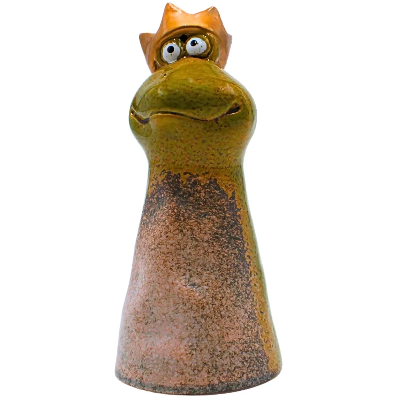 Dekohelden24 Keramik Zaunstecker Zaunhocker Zaunfigur Gartenfigur Froschkönig Zaunhocker Froschkönig aus Steingut in Grün L/B/H 8 x 8 x 18 cm