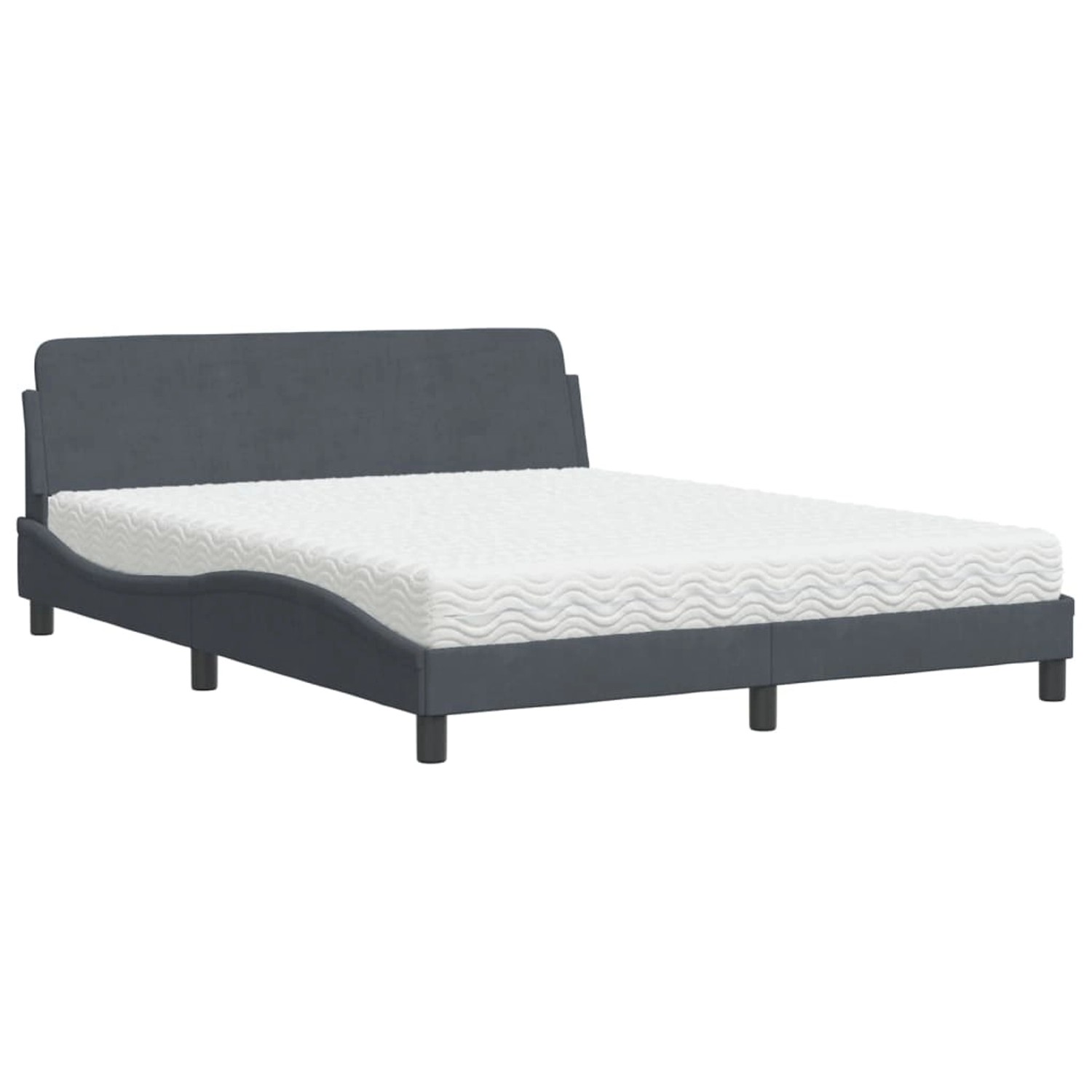 vidaXL Bett mit Matratze Dunkelgrau 160x200 cm Samt2009866