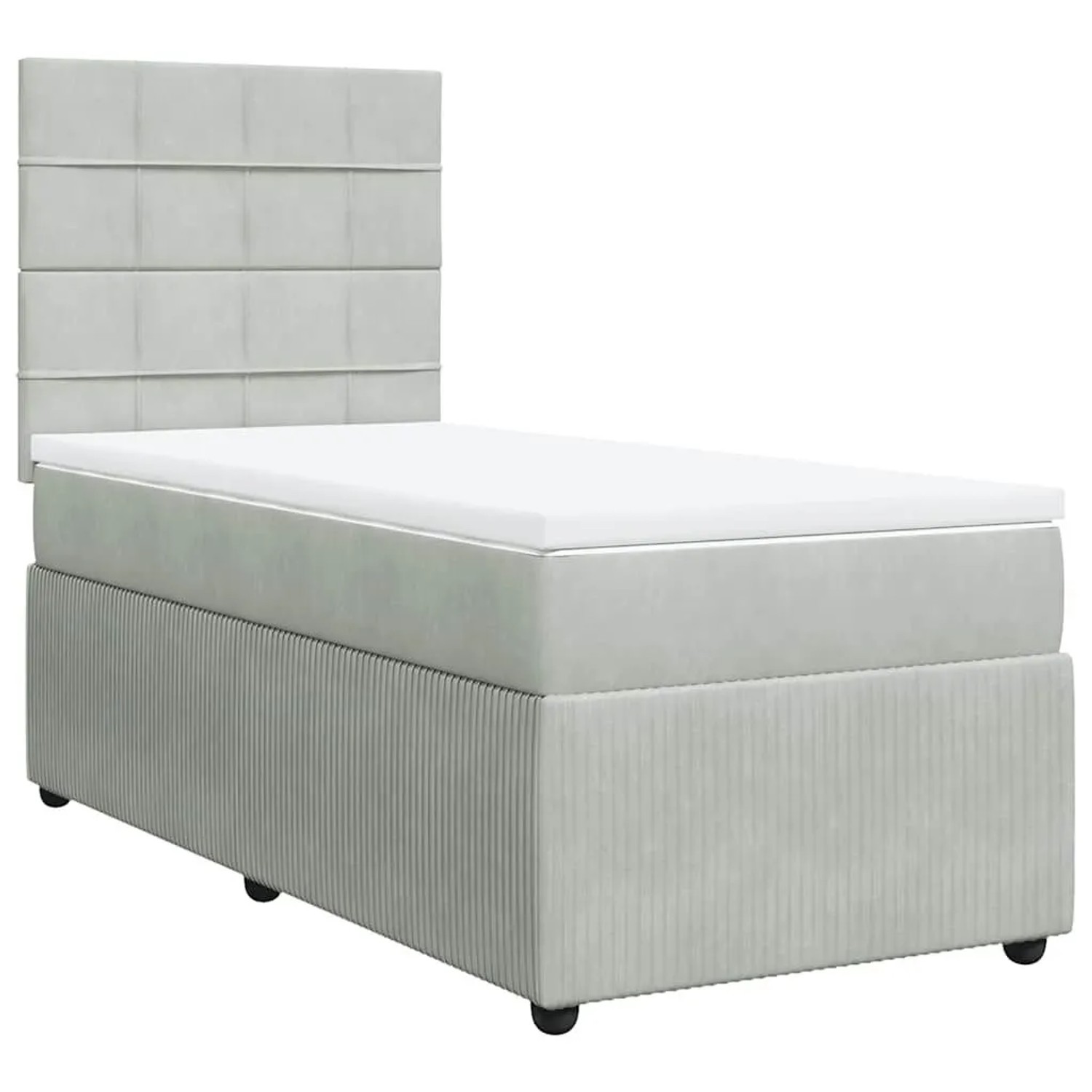 vidaXL Boxspringbett mit Matratze Hellgrau 90x200 cm Samt 3294538 günstig online kaufen