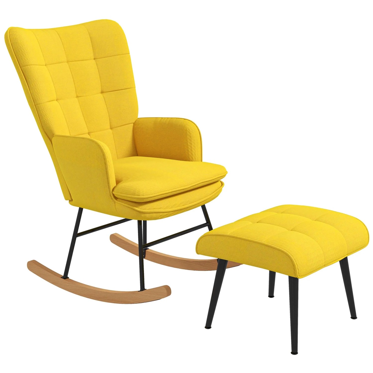 HOMCOM Schaukelstuhl mit Hocker 64x90x89 cm