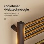 Detailansicht des schwarzen Emke Handtuchwärmers mit Kohlefaser-Heiztechnologie.