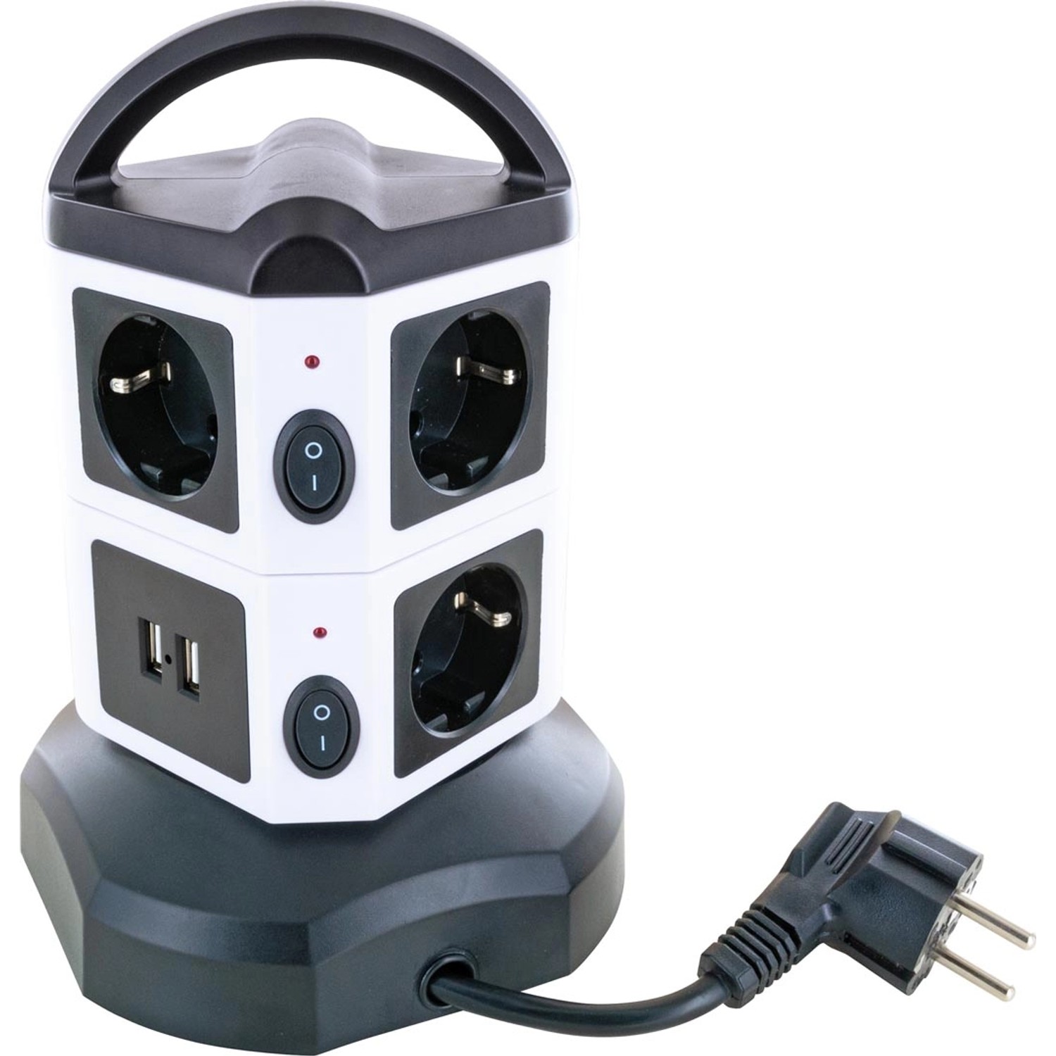 Schwaiger® Steckdosentower 7 x Schuko und 2 x USB-A 1,8 m Kabel