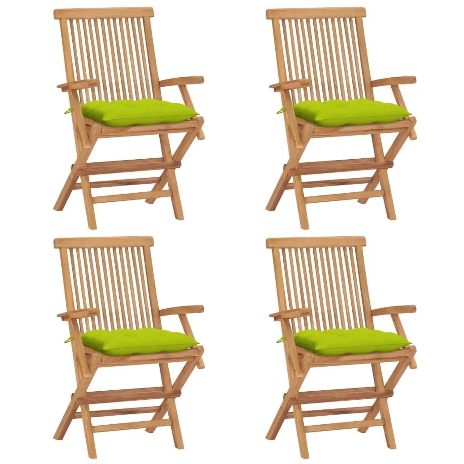 vidaXL Gartenstühle mit Hellgrünen Kissen 4 Stk Massivholz Teak 3065643 günstig online kaufen