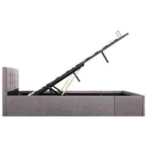 vidaXL Stauraumbett, taupefarben, 160x200 cm mit hydraulischem Hebemechanismus und Stoffbezug.