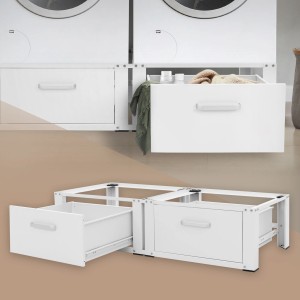 Weißes ML-Design Waschmaschinen Untergestell mit 2 Schubladen für mehr Stauraum und Komfort.