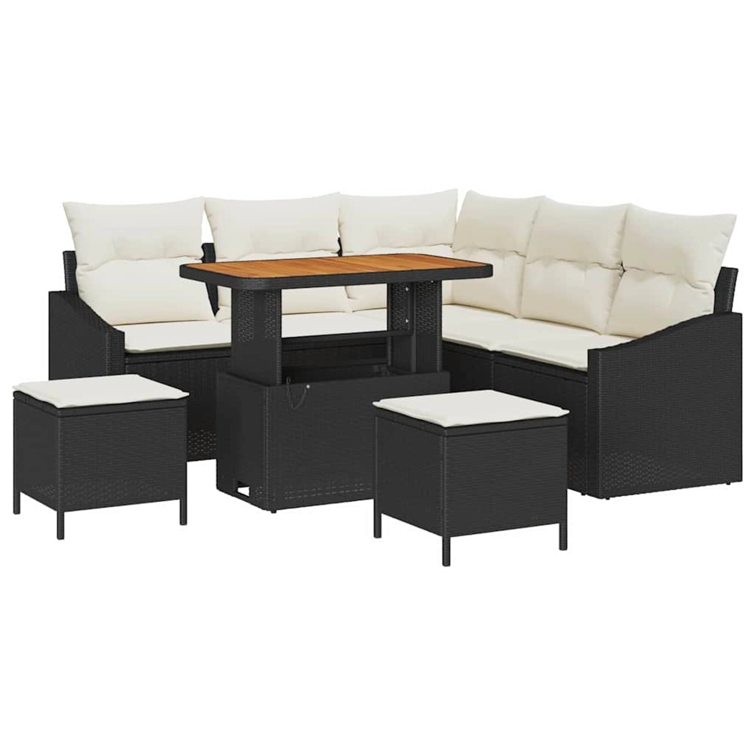 vidaXL 8-Teiliges Garten-Sofa-Set mit Kissen in Schwarz aus Poly Rattan und günstig online kaufen