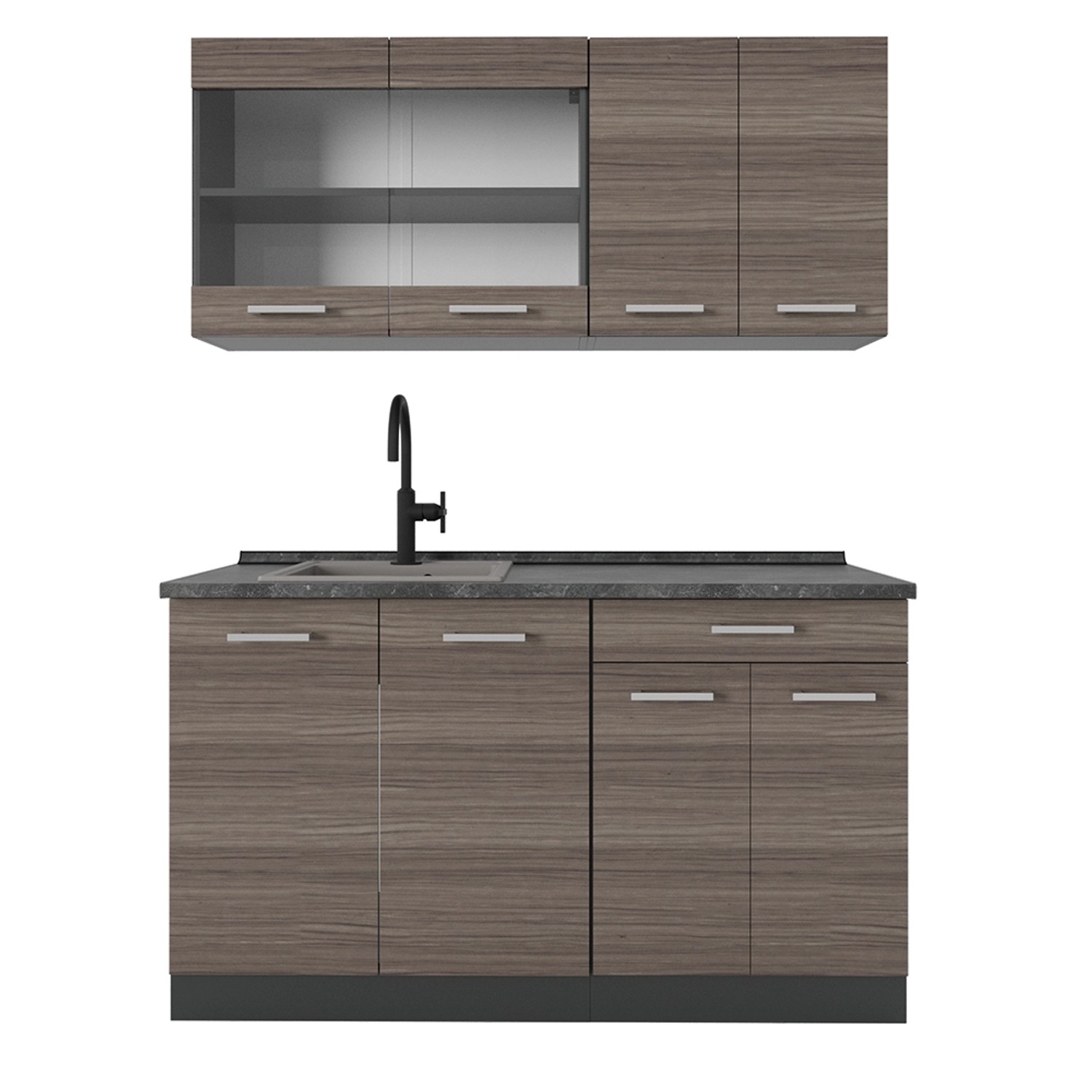 Vicco R-Line Singleküche Edelgrau/Anthrazit 140 cm AP Anthrazit günstig online kaufen
