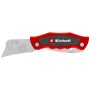 Einhell Universalmesser 2-in-1 mit Trapezklinge und Taschenmesserklinge, roter Griff.