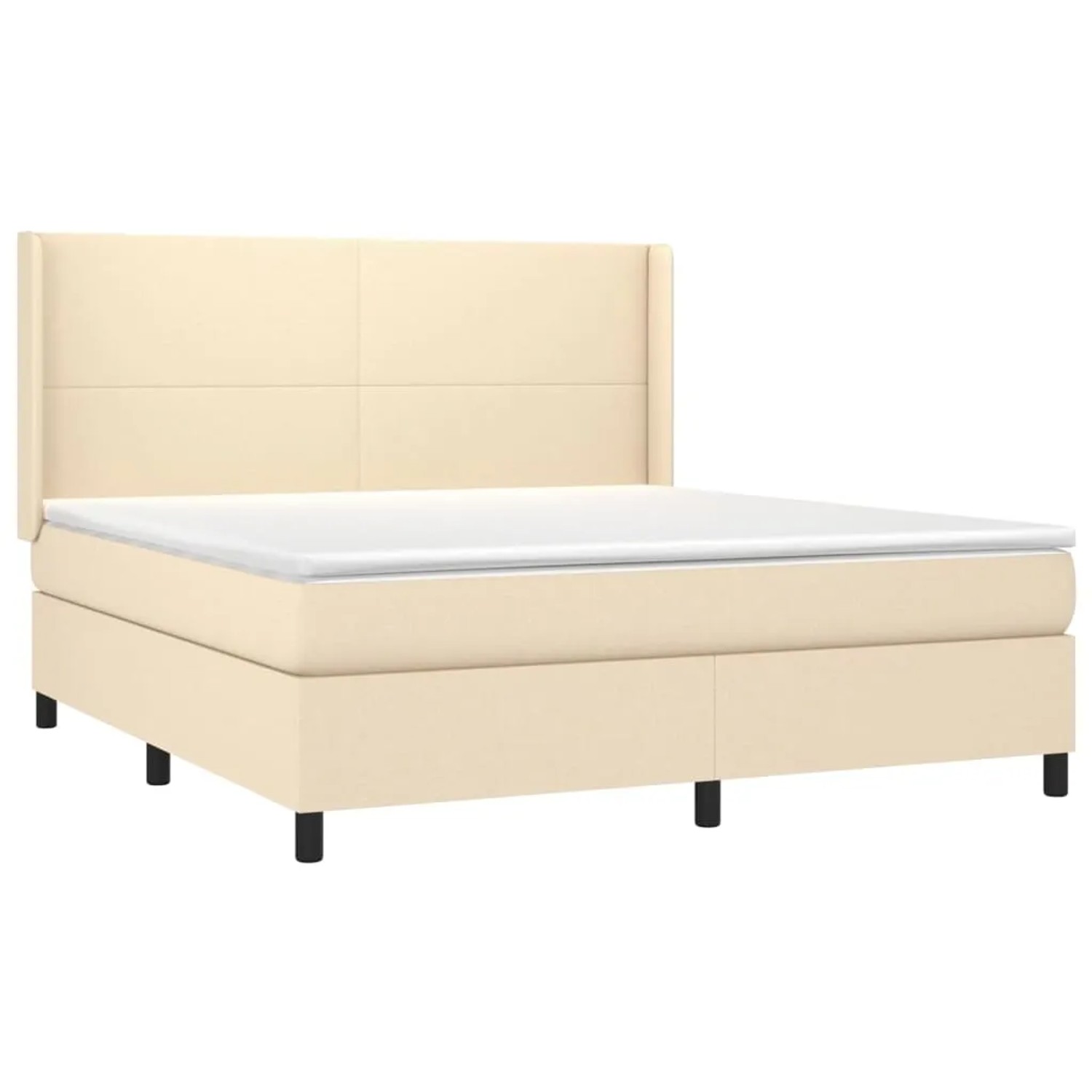 Cremefarbenes vidaXL Boxspringbett 180x200 cm mit Stoffbezug und Matratze.