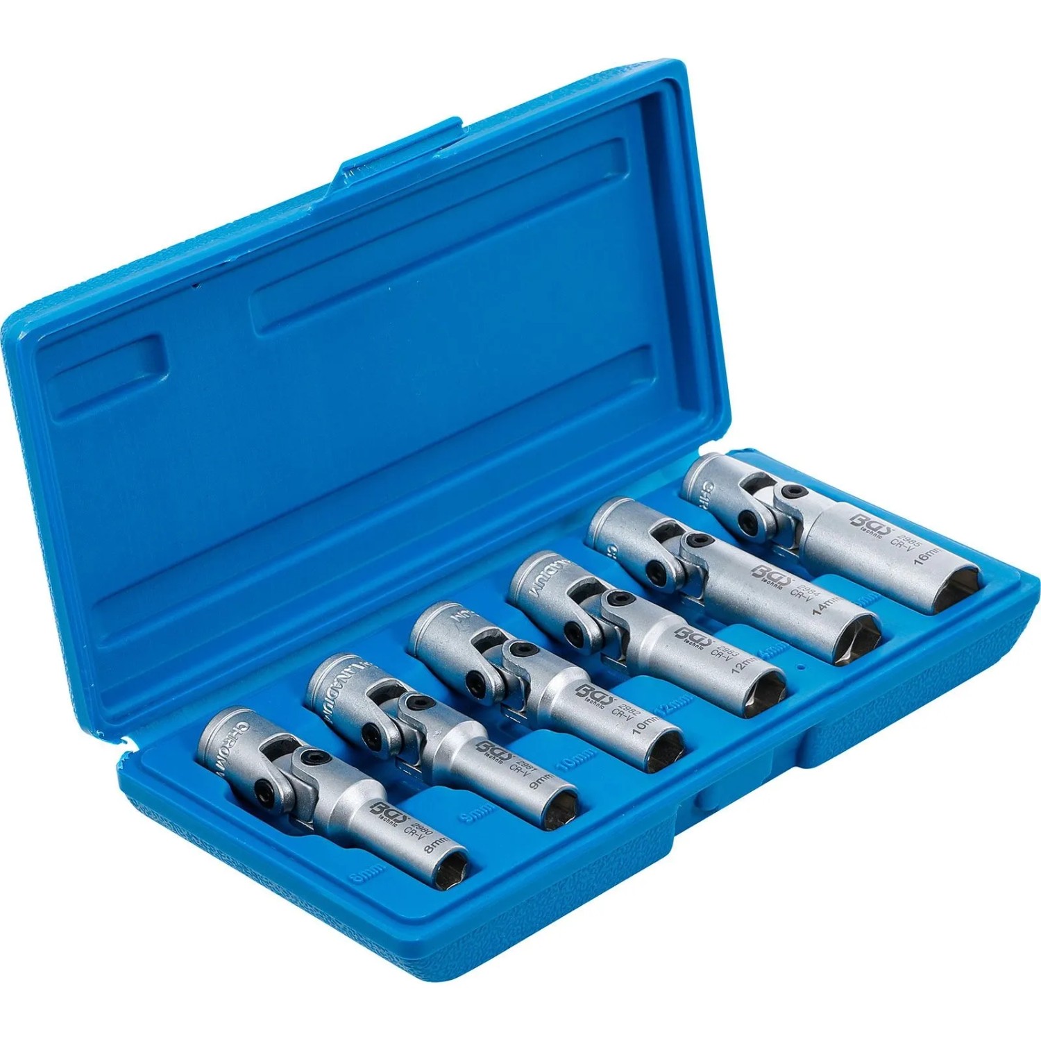 BGS Universal Glühkerzen Gelenkschlüssel Satz Sechskant Antrieb Innenvierkant 10 Mm  3 8 Zoll  SW 8 16 Mm 6Tlg  2990