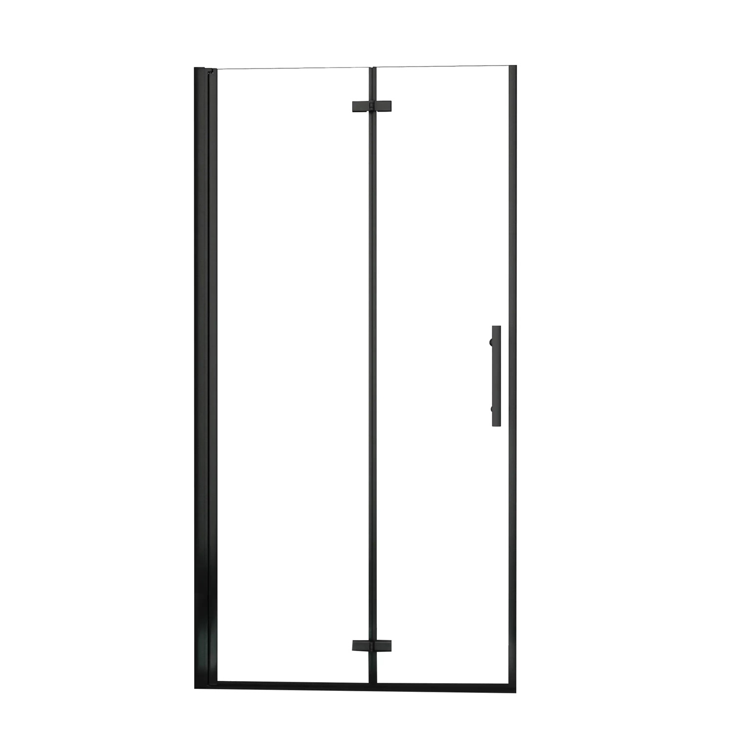 AICA Walk-In Schwarz Duschabtrennung Falttür 76 x 185cm Faltbar/drehbar Duschwand 6mm Nano-ESG Duschkabine