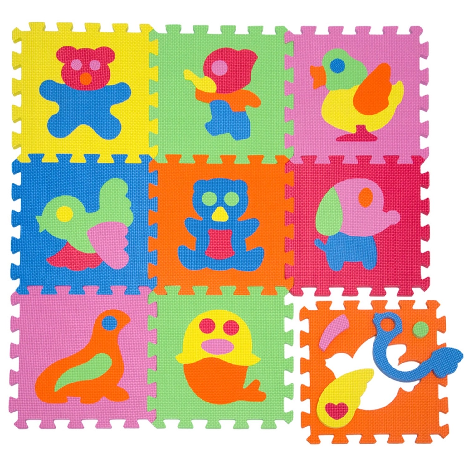 LittleTom Baby Puzzlematte Spielmatte 30 x 30 cm Bunt 9 Stück mit Tiermotiv günstig online kaufen