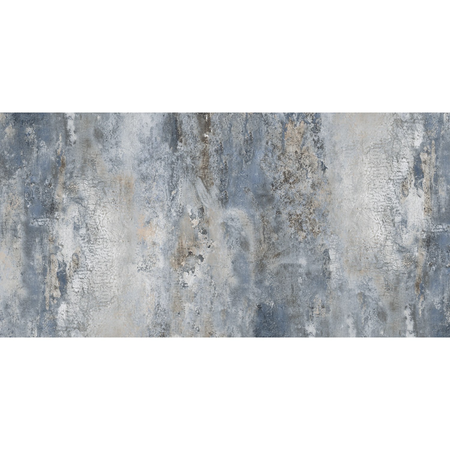 Blaue Bodenfliese aus Feinsteinzeug, 60x120 cm, mit polierter Oberfläche und Marmor Optik.