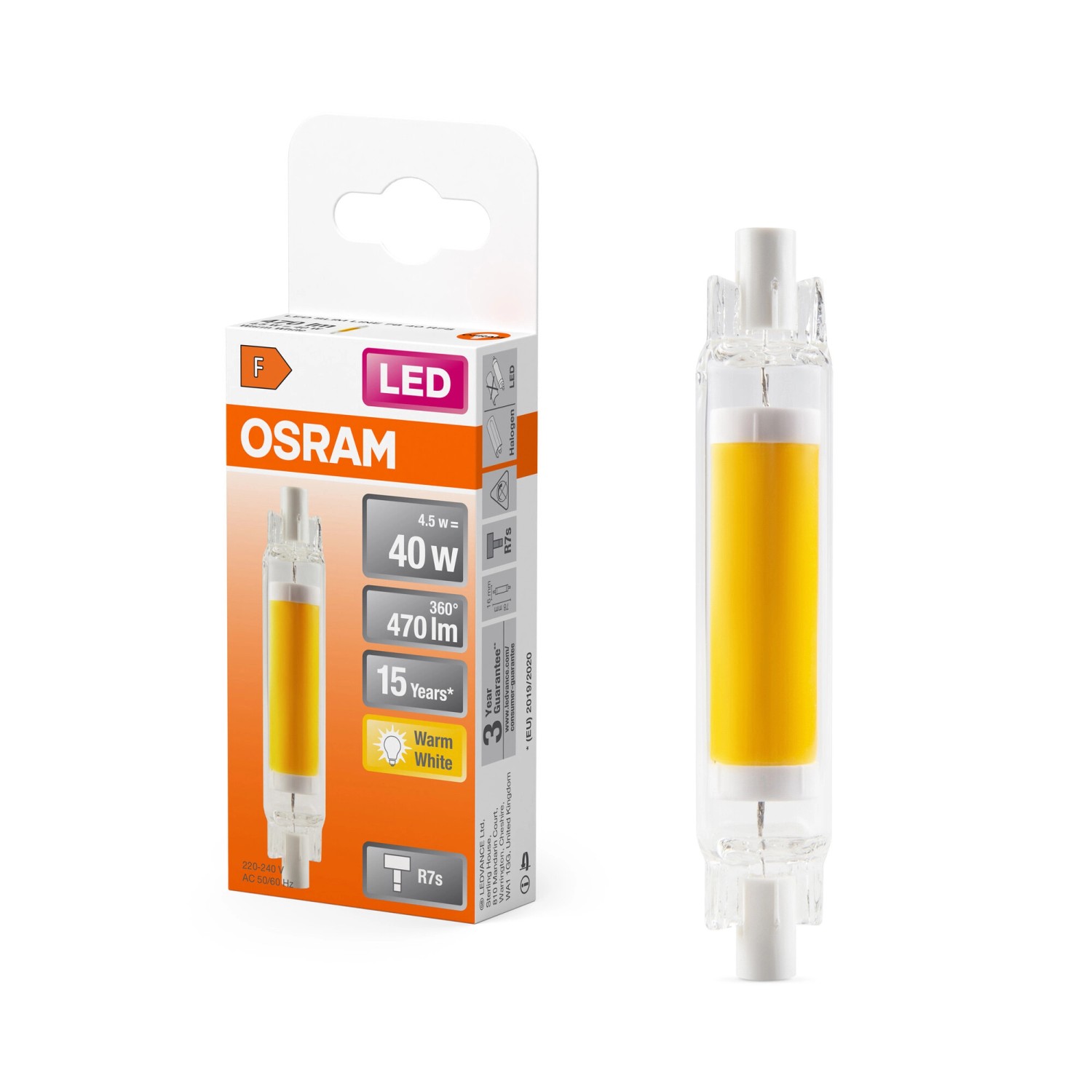 Thumbnail - Osram LED-Lampe R7S Slim Line 4.5 W 2.700 K 7,8 cm x Ø 16 cm